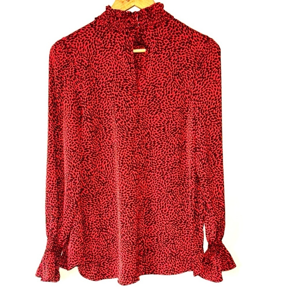H&M Mock Turtleneck Flutter Long Sleeve Blouse - image 2